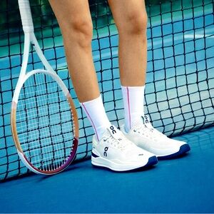 On Running Women's White Sneakers with Navy Accents